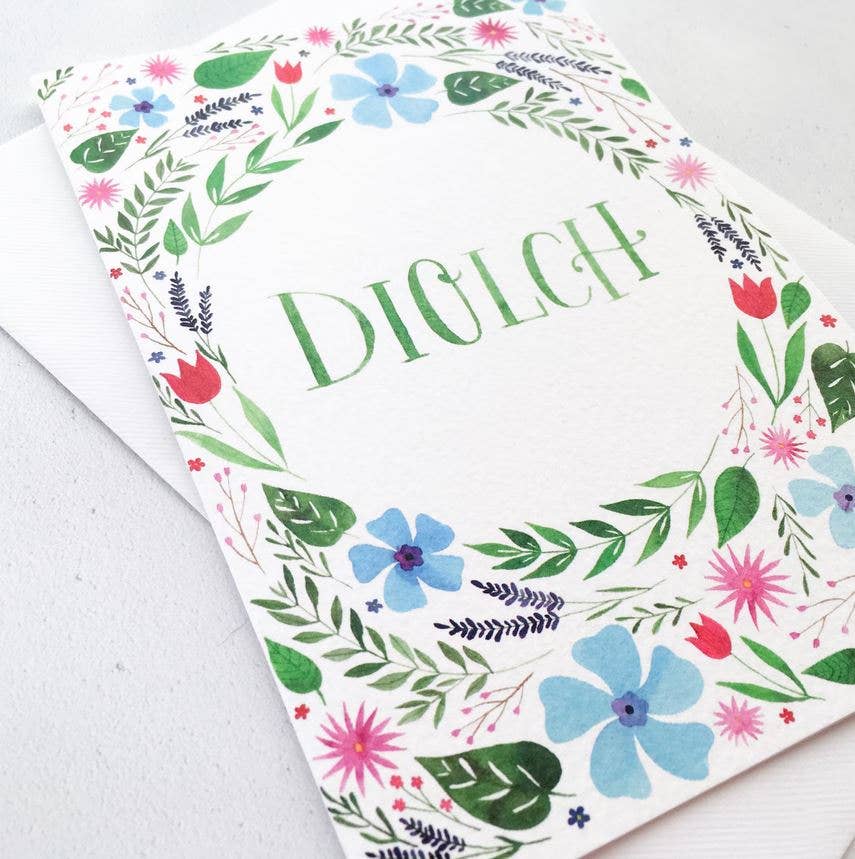 Eleri Haf Designs - Welsh Thank You Greeting Card - Diolch
