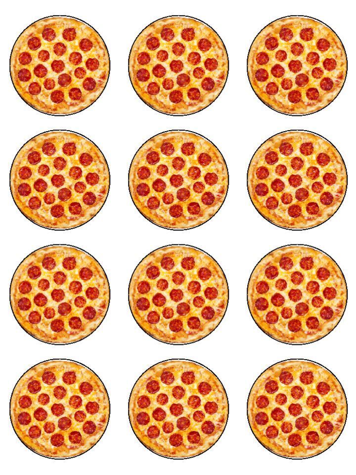 Pizza Pepperoni Funny Fast Food edible printed Cupcake Toppers Icing Sheet of 12 Toppers