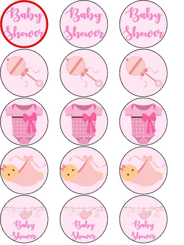 Baby shower girl  edible printed Cupcake Toppers Icing Sheet of 12 Toppers