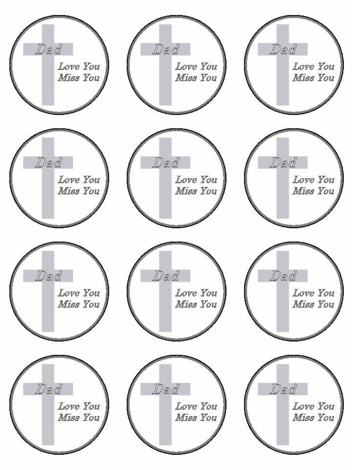 Dad Love Miss You Memorial funeral edible printed Cupcake Toppers Icing Sheet of 12 Toppers