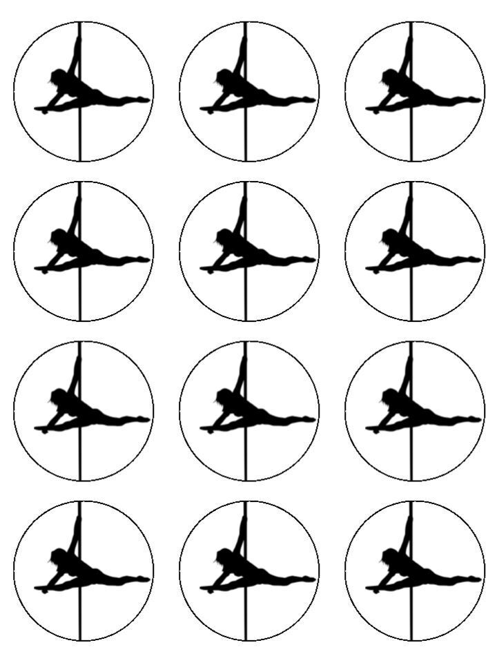 Dancing fitness pole dancing Edible Printed Cupcake Toppers Icing Sheet of 12 Toppers