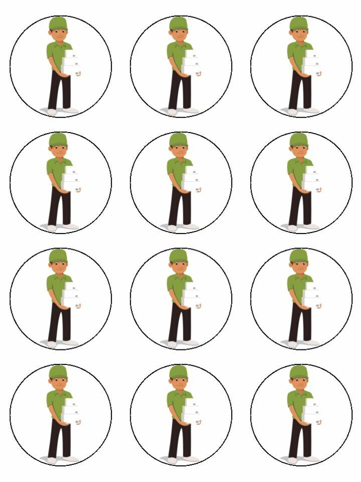 delivery man postal service profession edible printed Cupcake Toppers Icing Sheet of 12 Toppers