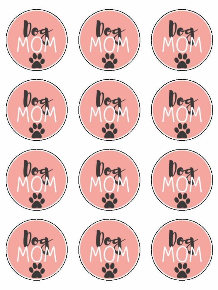 Dog mom birthday cupcake edible Printed Cupcake Toppers Icing Sheet of 12 Toppers