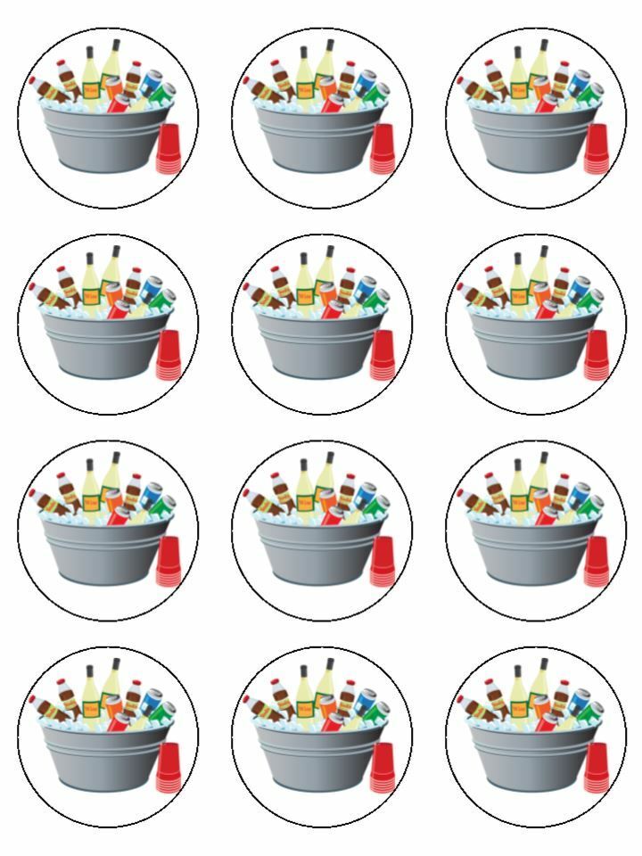 drink garden party drinks alcohol edible printed Cupcake Toppers Icing Sheet of 12 Toppers