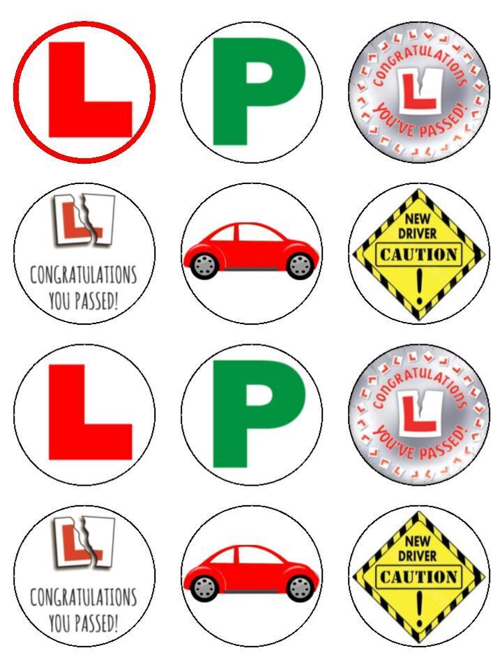 you've Passed Driving Test Edible Printed Cupcake Toppers Icing Sheet of 12 Toppers