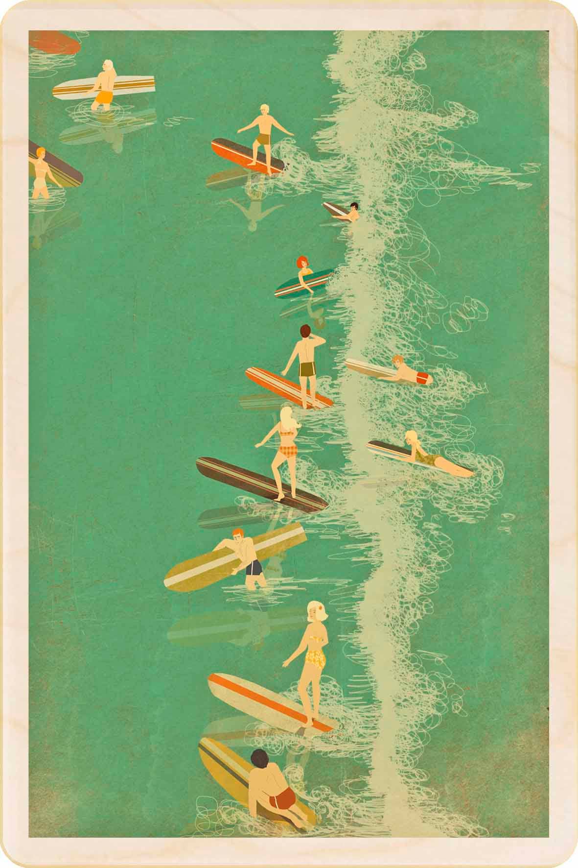 Surfs Up Sustainable Wood Wooden Postcard