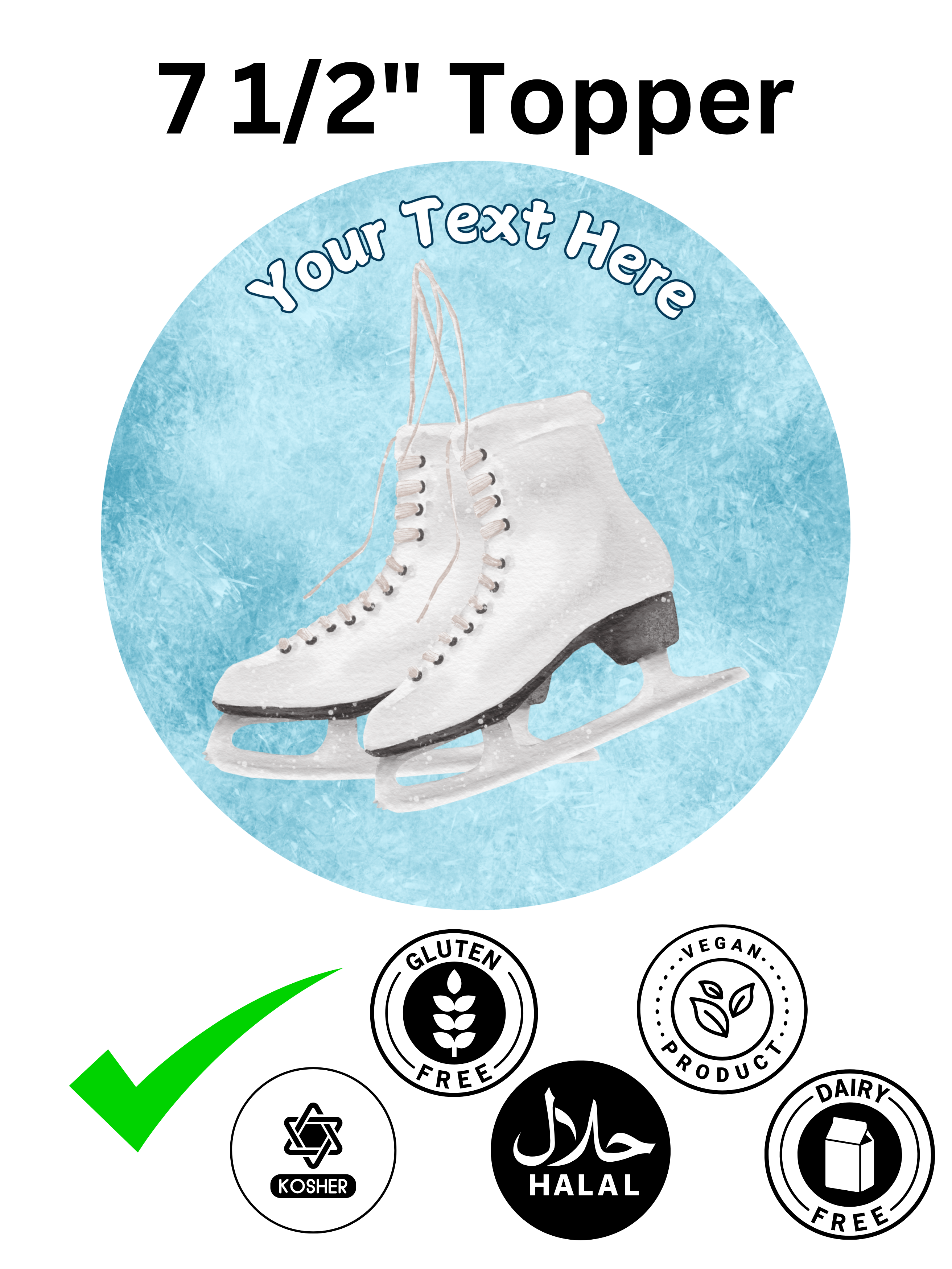 Ice Skating Skate White Boots Personalised Edible Printed Cake Topper Round Icing Sheet