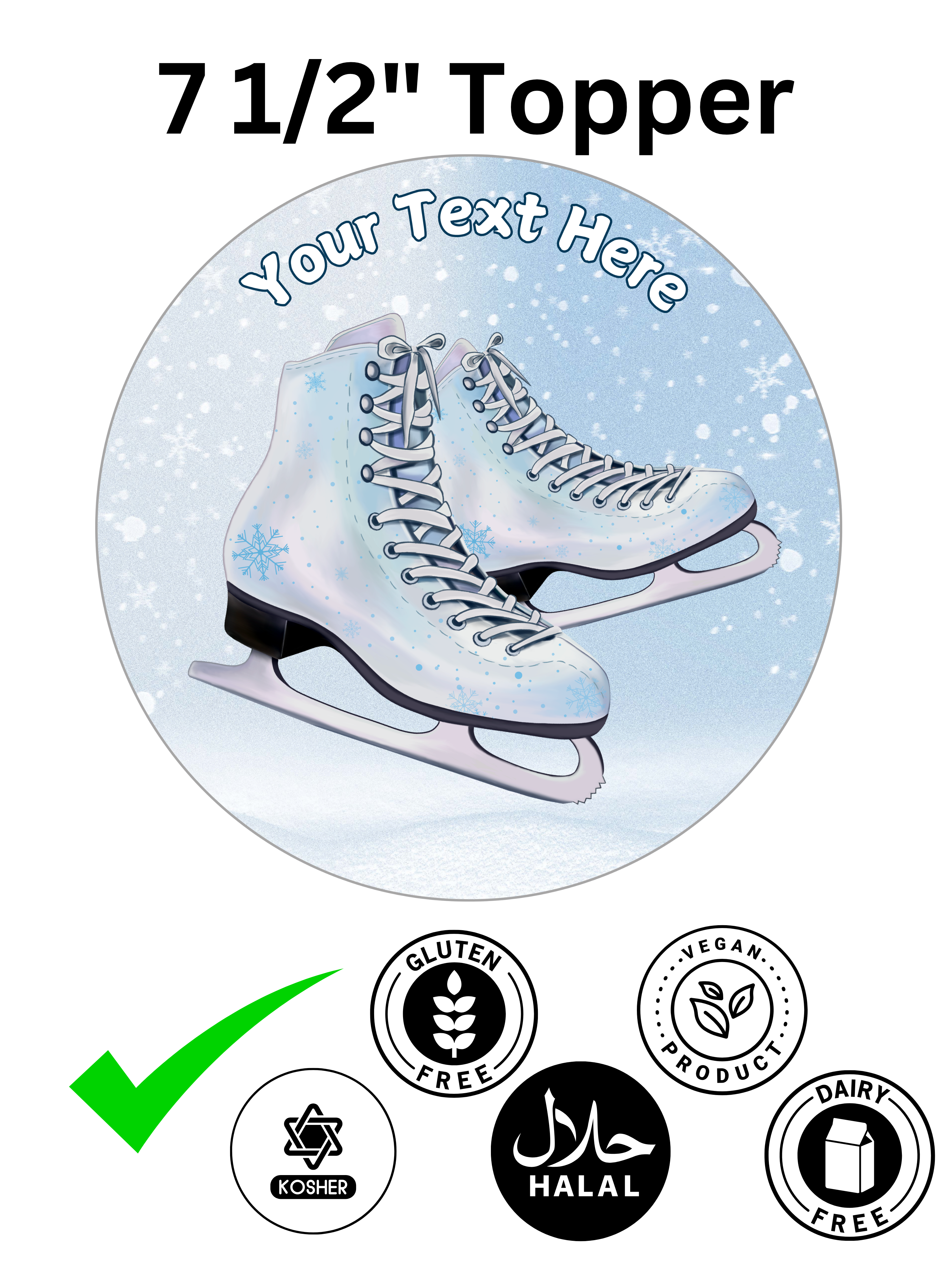 Ice Skating Skate Boots Personalised Edible Printed Cake Topper Round Icing Sheet