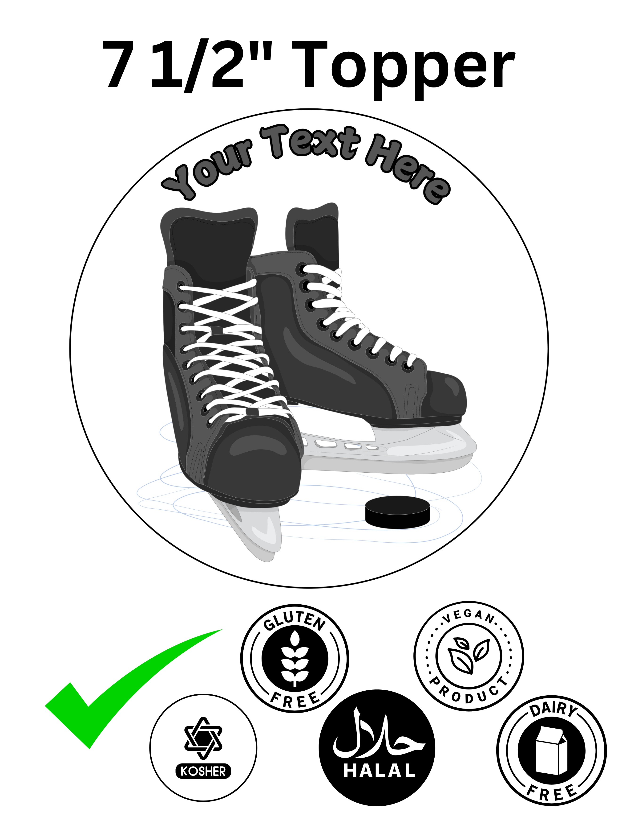 Ice Hockey Boots Sport Personalised Edible Printed Cake Topper Round Icing Sheet