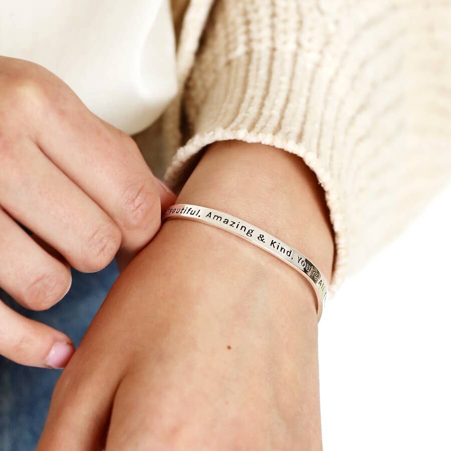 All Things Lovely Meaningful Word Wave Bangle in Beautiful Silver