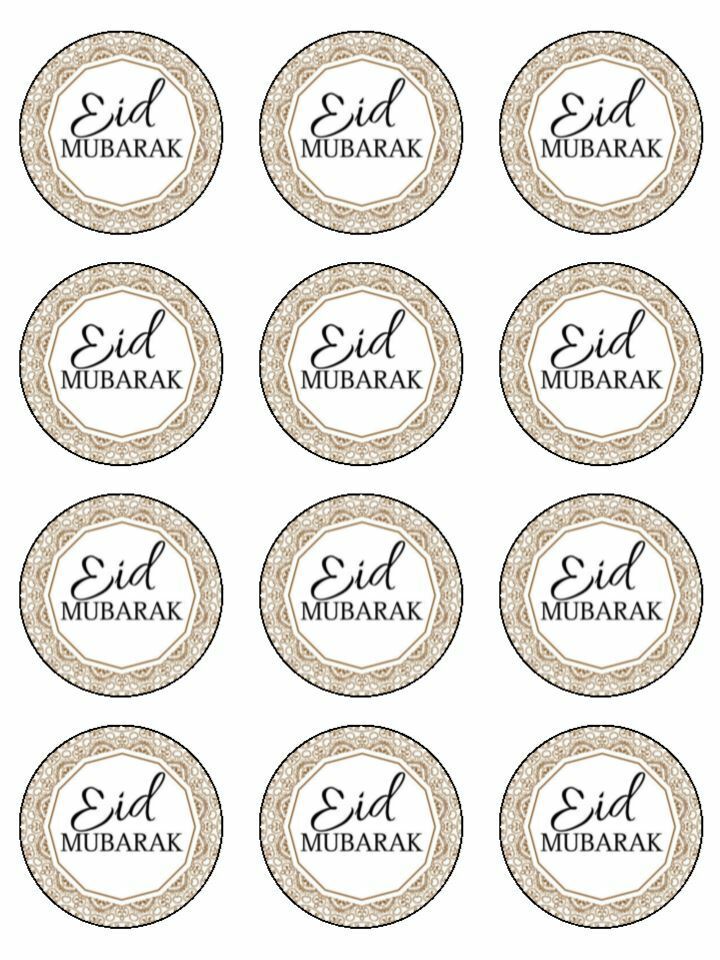 Eid Mubarak eid celebrate Edible Printed Cupcake Toppers Icing Sheet of 12 Toppers