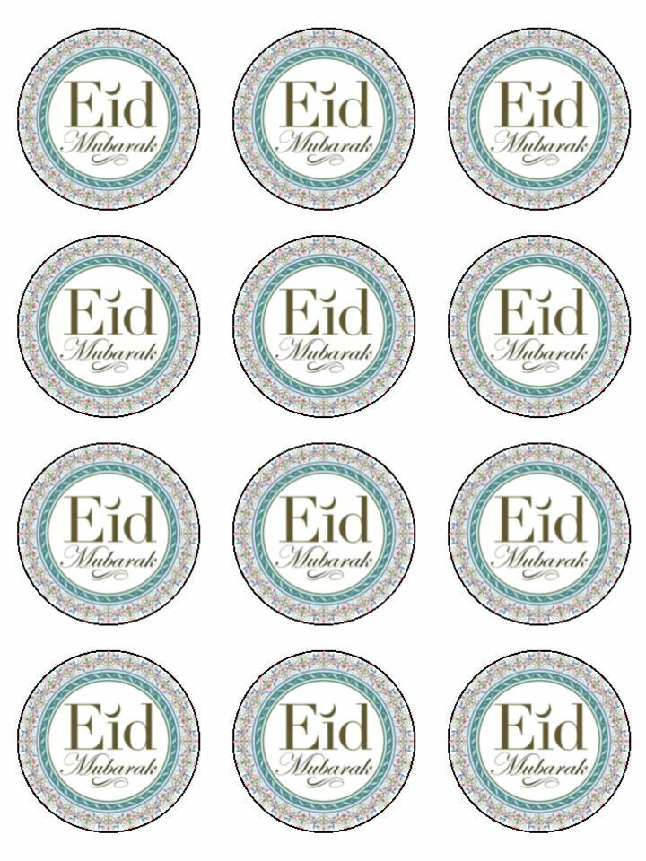 Eid mubarak festival religion edible edible printed Cupcake Toppers Icing Sheet of 12 Toppers