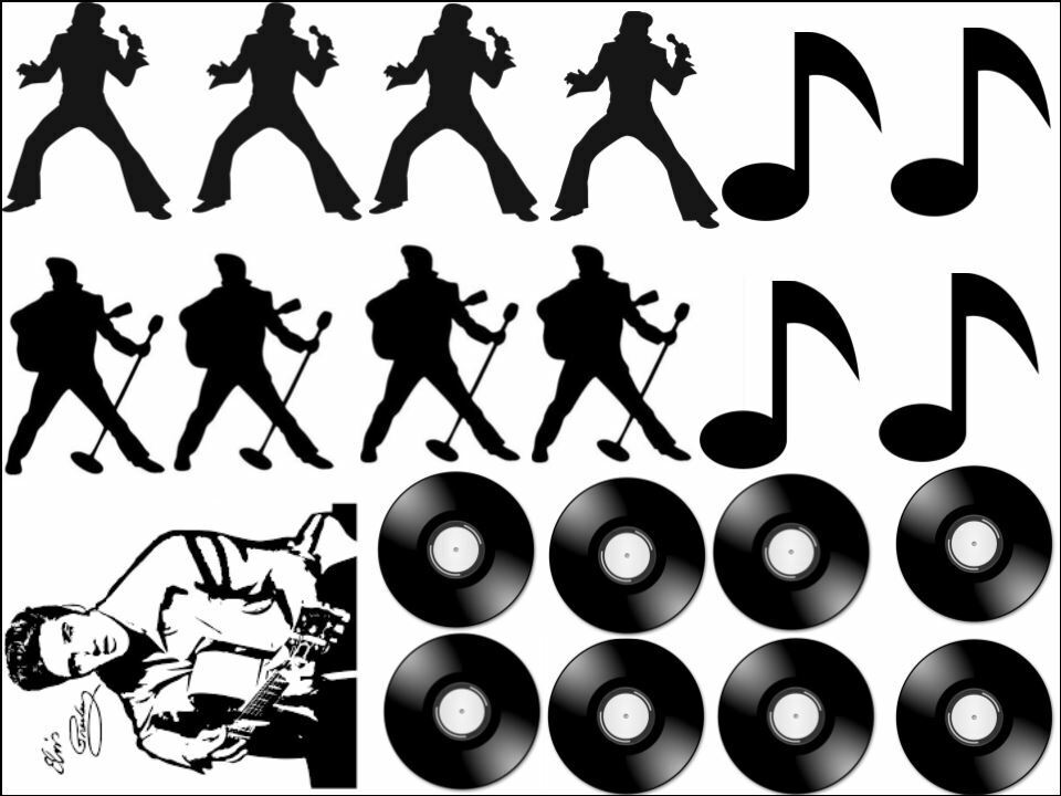 Elvis 50's Music Star Silhouette decor  edible Printed Cake Decor Topper Icing Sheet Toppers Decoration