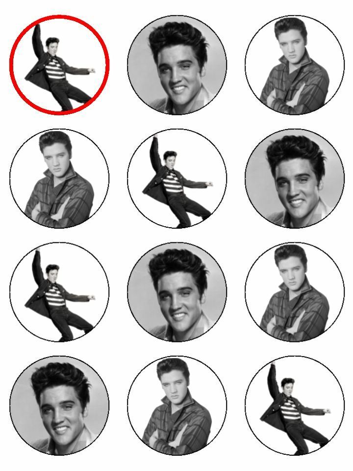 Elvis Presley singer artist edible printed Cupcake Toppers Icing Sheet of 12 Toppers