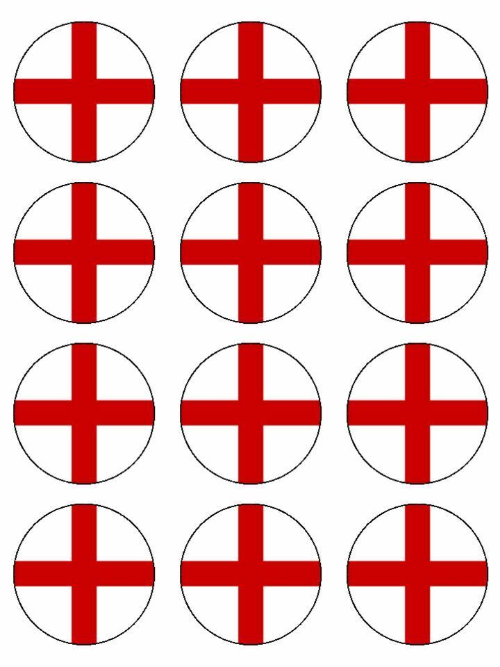 Football england flag its coming home edible Printed Cupcake Toppers Icing Sheet of 12 Toppers