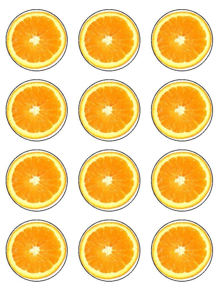 Orange fruit orange slice food Edible Printed Cupcake Toppers Icing Sheet of 12 Toppers