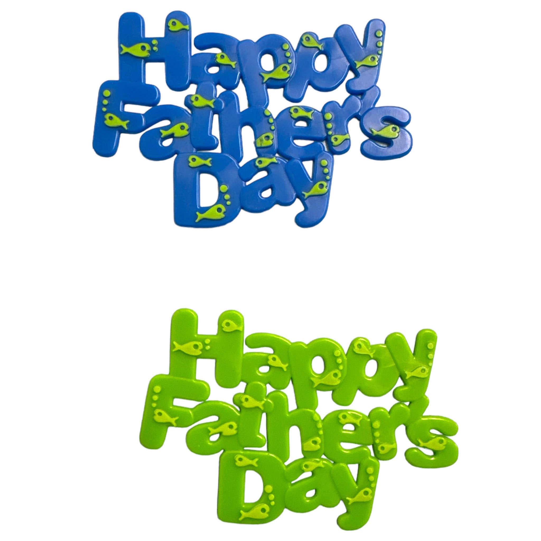 Happy Father's Day Green or Blue Motto Cake Decoration - Sold Singly