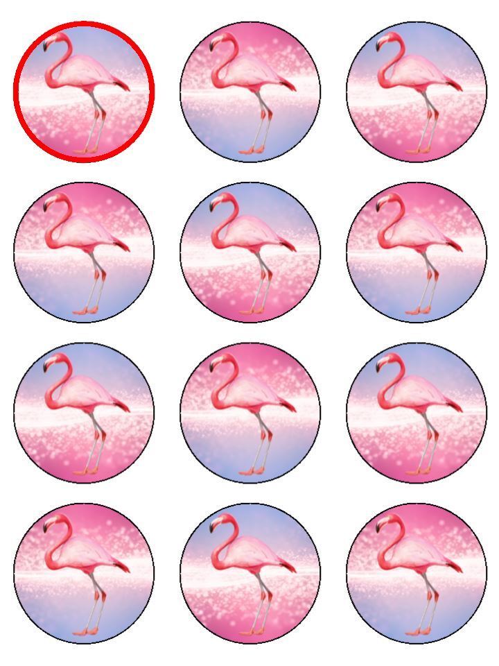 Flamingo Pink Bird Lilac flamingos edible printed Cupcake Toppers Icing Sheet of 12 Toppers