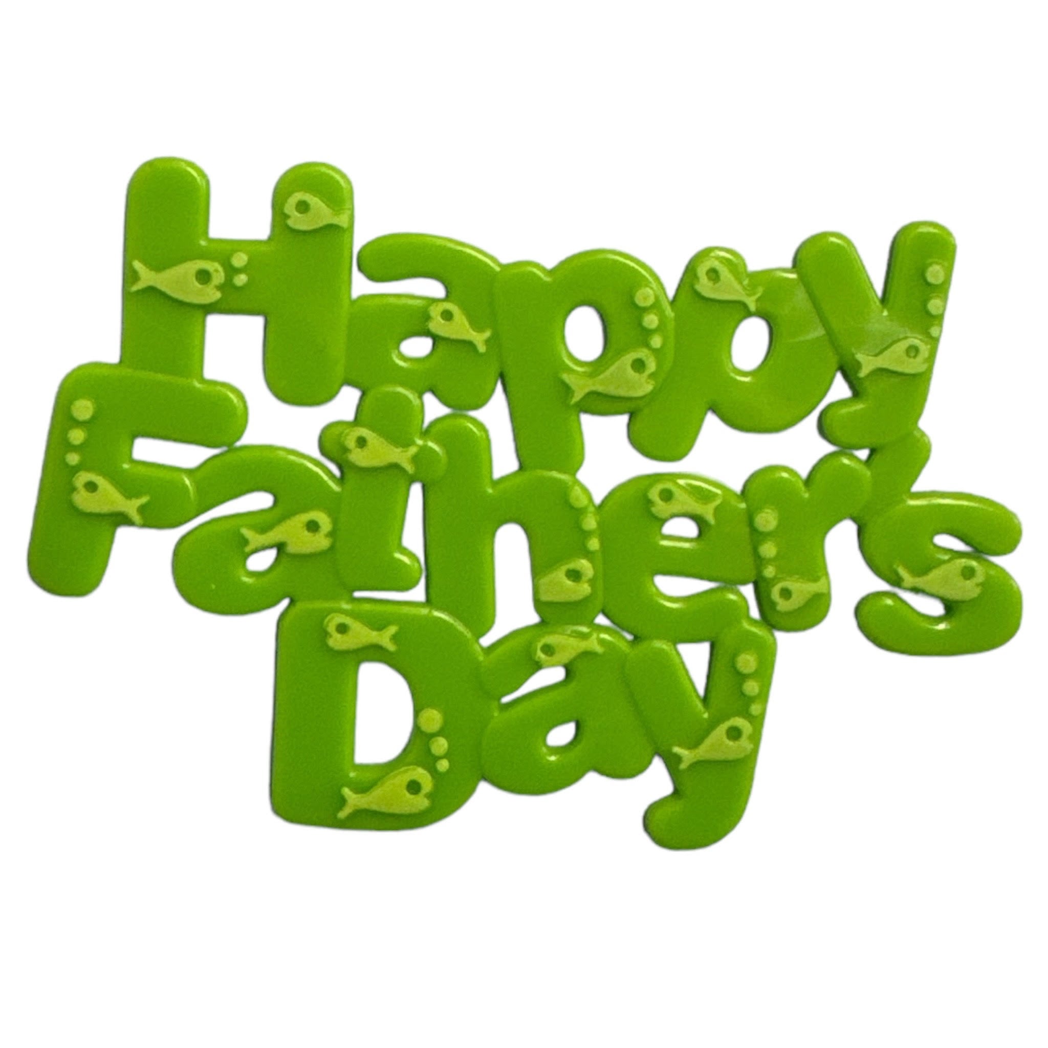 Happy Father's Day Green or Blue Motto Cake Decoration - Sold Singly