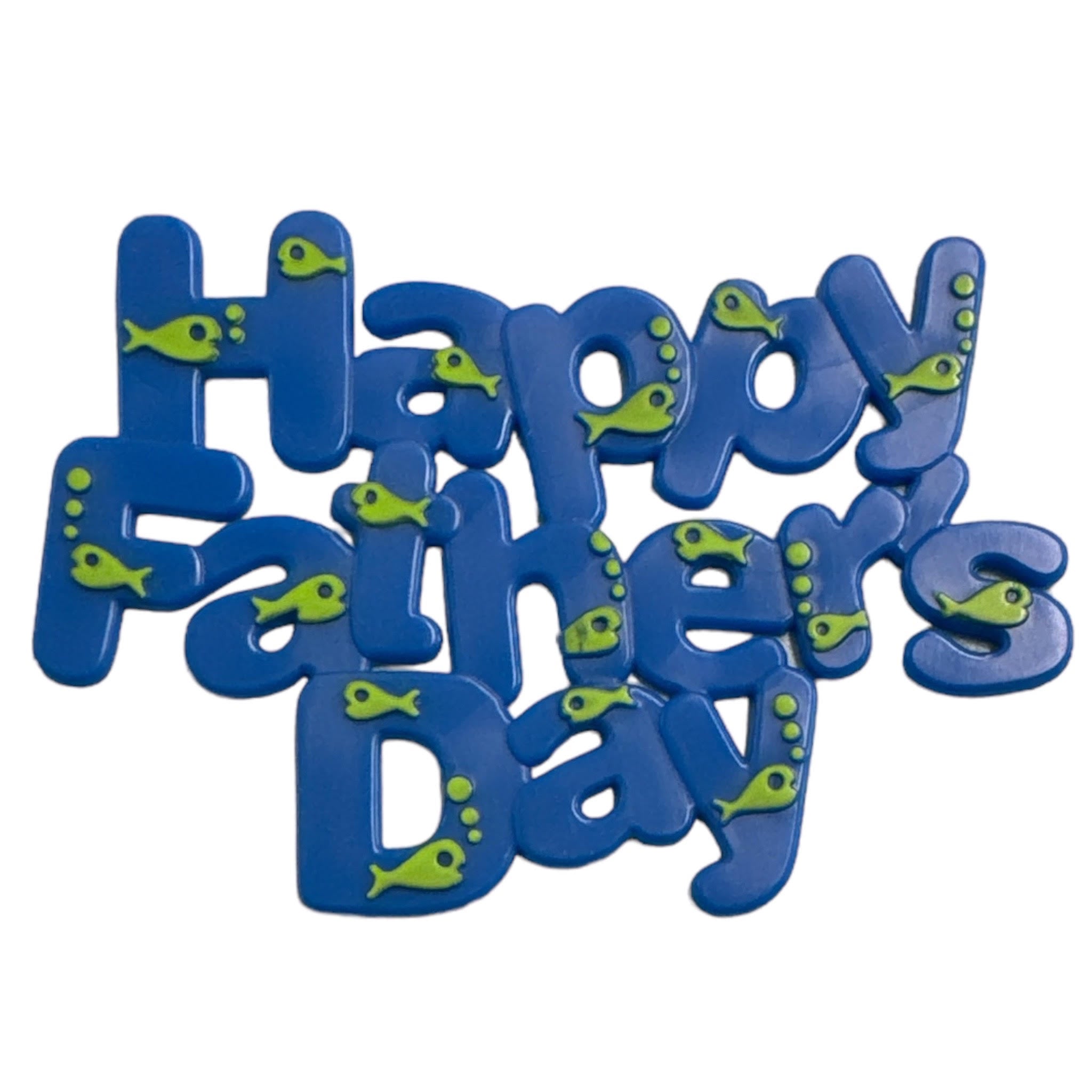 Happy Father's Day Green or Blue Motto Cake Decoration - Sold Singly