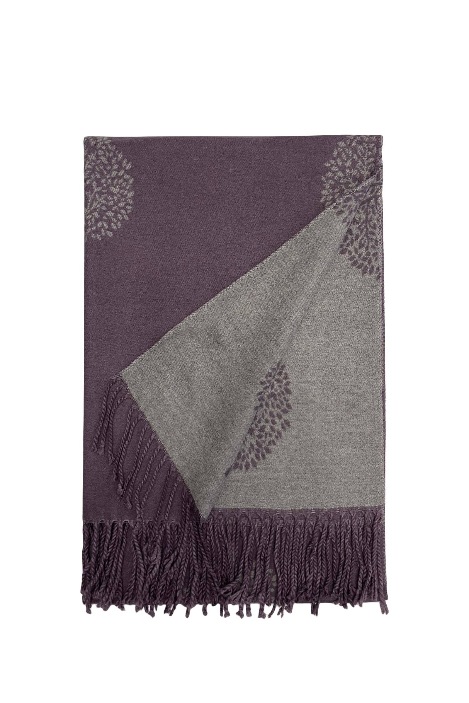 Lavender Tree Print Reversible Tassel Scarf