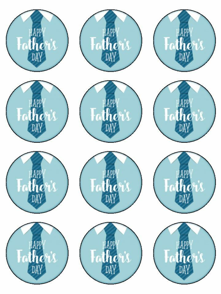 Happy Fathers day blue edible printed Cupcake Toppers Icing Sheet of 12 Toppers