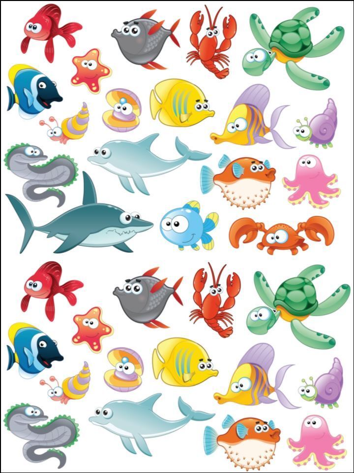 Sea life Marine fish sea animals theme edible Printed Cake Decor Topper Icing Sheet  Toppers Decoration