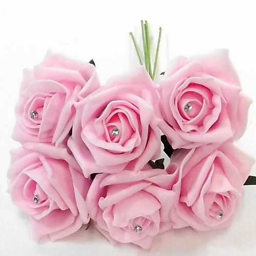 Princess Colourfast Foam Roses 6cm - Bunch of 6 - Pink
