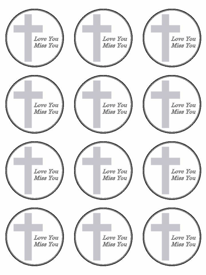 Love You Miss You memorial RIP funeral edible printed Cupcake Toppers Icing Sheet of 12 Toppers