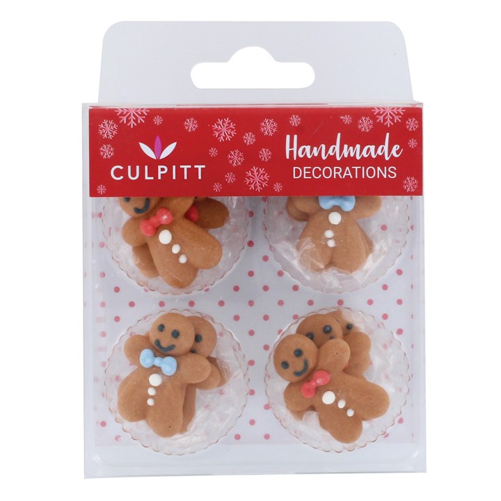 Gingerbread Men Edible Cake or Cupcake Sugar Piping Decorations