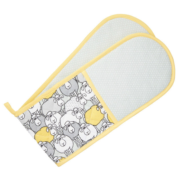 KitchenCraft Yellow Sheep Double Oven Gloves: Quirky and Practical Kitchen Essential