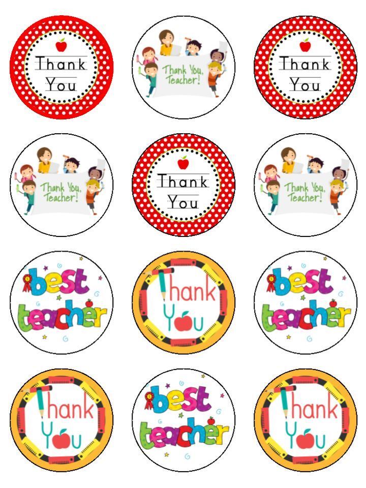 Best Teacher Thank you edible printed Cupcake Toppers Icing Sheet of 12 Toppers