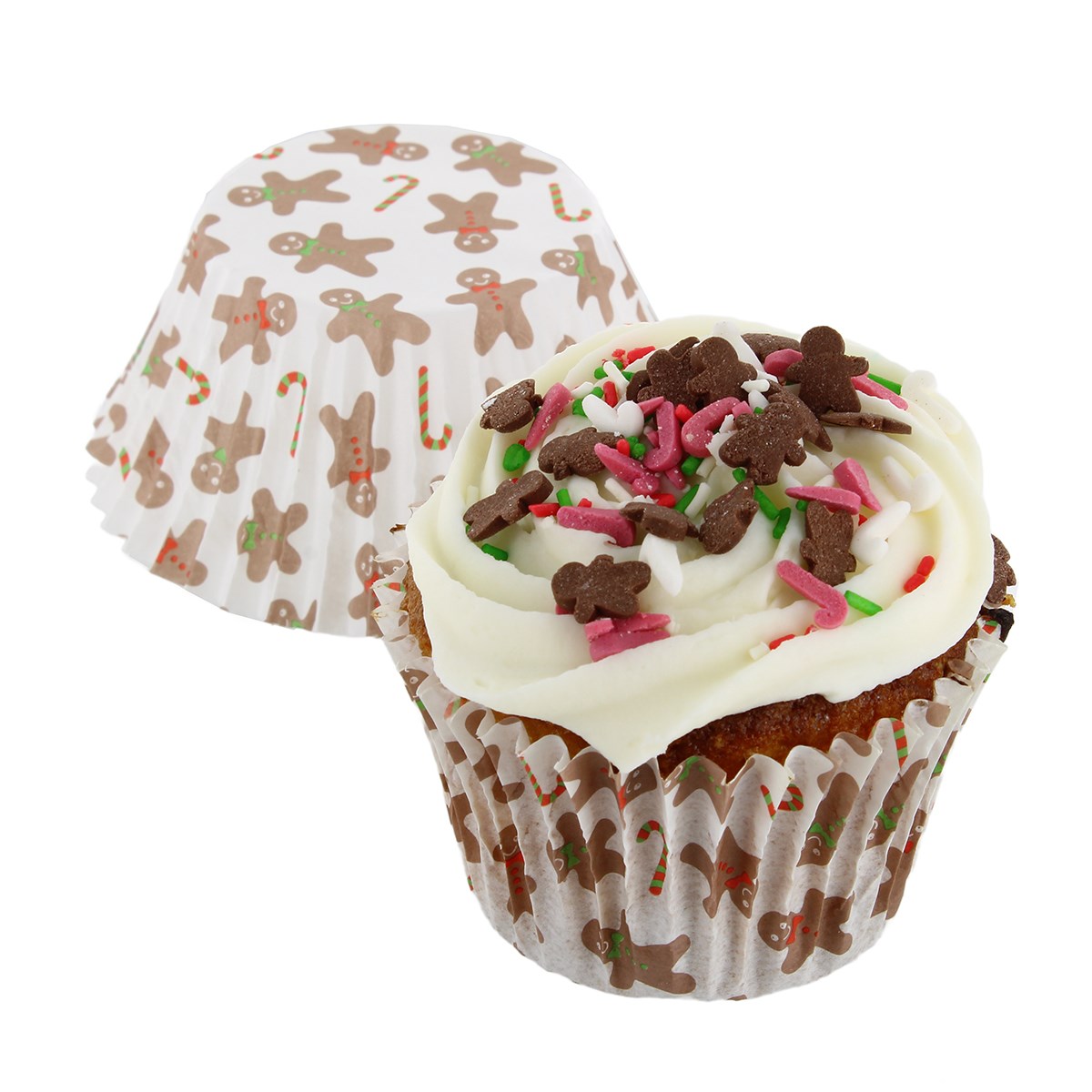 Gingerbread Christmas Cupcake Baking Cases & Edible Sprinkles