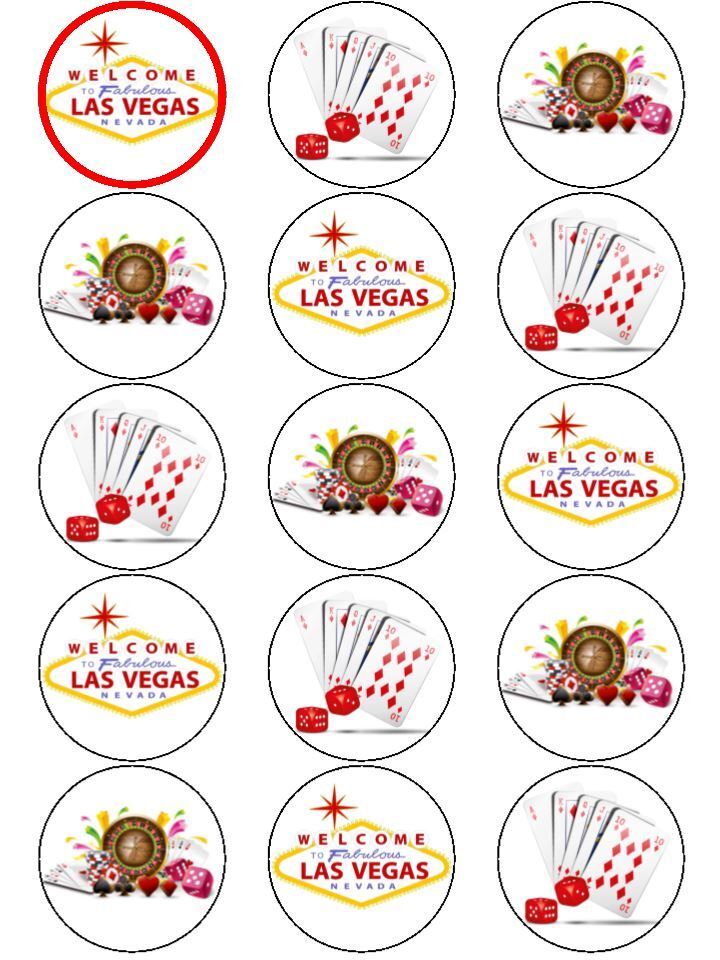 Las vegas Casino dice cards gambling Las vegas Casino dice edible printed Cupcake Toppers Icing Sheet of 12 Toppers