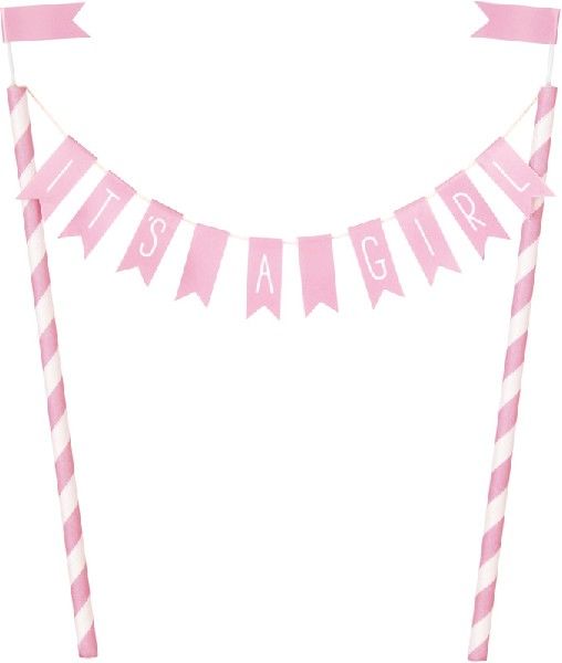 It's a Girl Pink Bunting Cake Topper