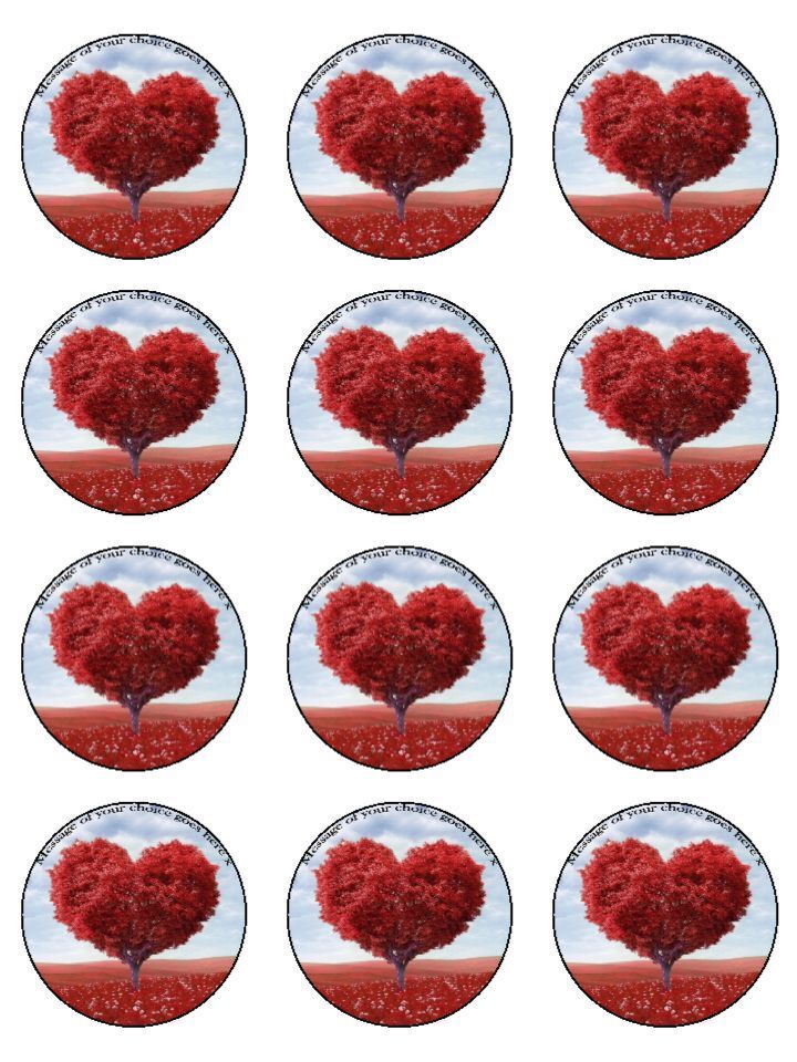Love Heart Engagement Valentine edible printed Cupcake Toppers Icing Sheet of 12 Toppers