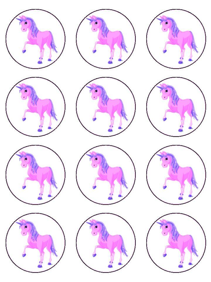 Unicorn fantasy mythical edible  printed Cupcake Toppers Icing Sheet of 12 Toppers