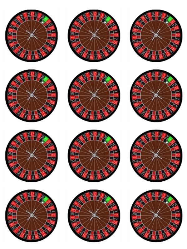 Roulette Game The Casino edible  printed Cupcake Toppers Icing Sheet of 12 Toppers