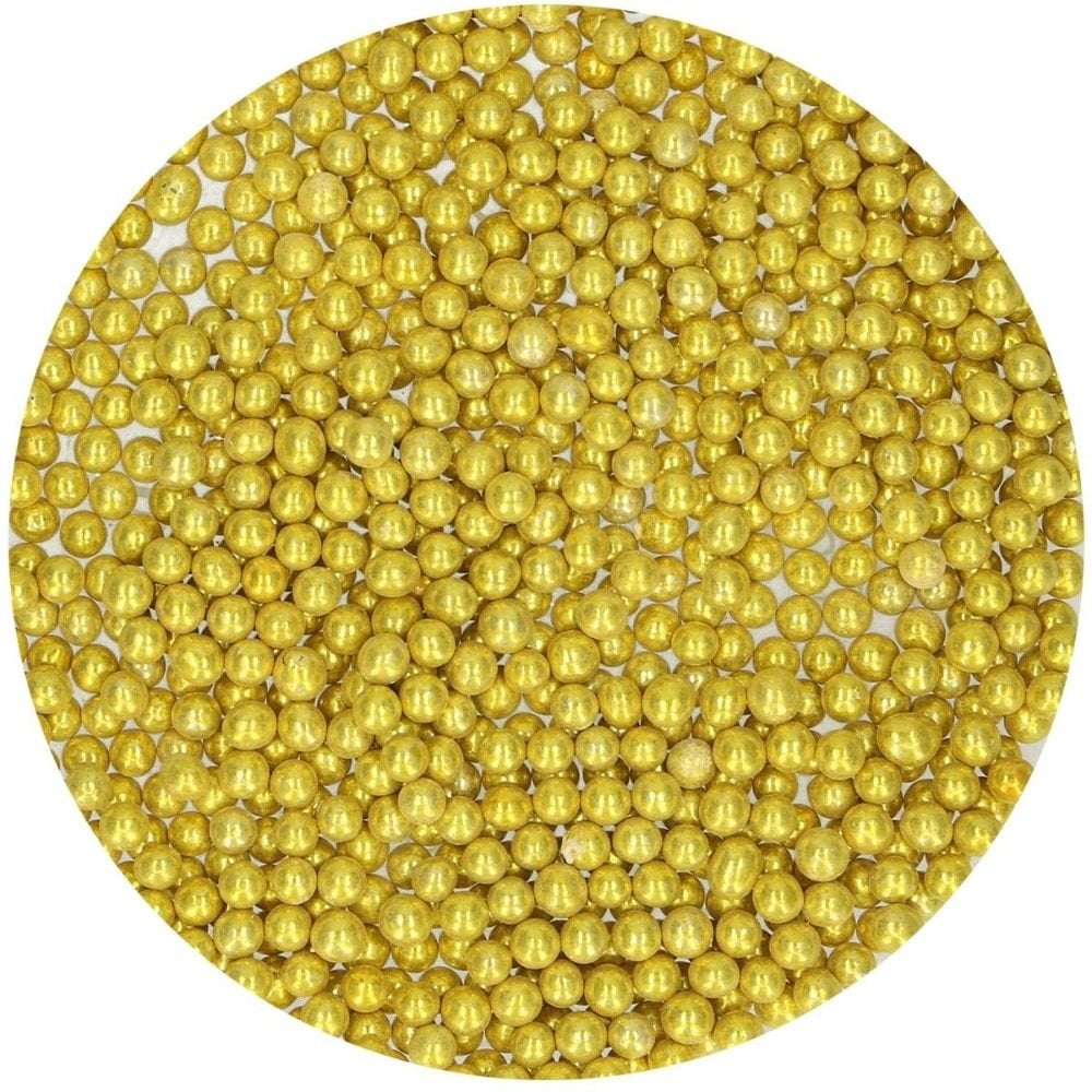 Funcakes Metallic Gold Medium Edible Balls Sprinkles Gold Pearls 80g