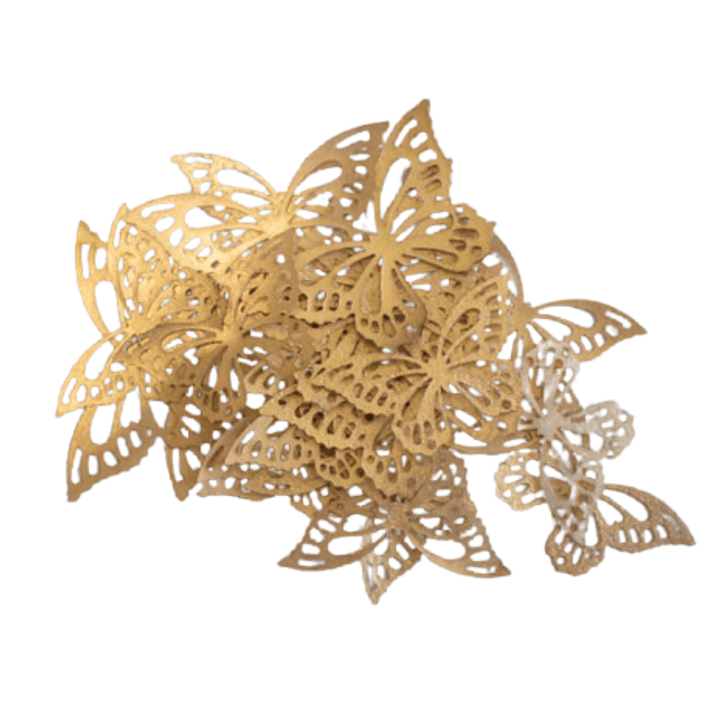 Crystal Candy Gold Metallic Butterflies Edible Wafer Paper Decorations for Cakes or Cupcakes