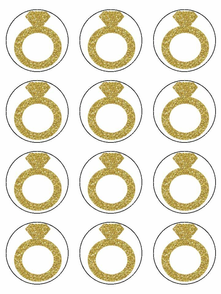 Rings Engagement rings edible printed Cupcake Toppers Icing Sheet of 12 Toppers
