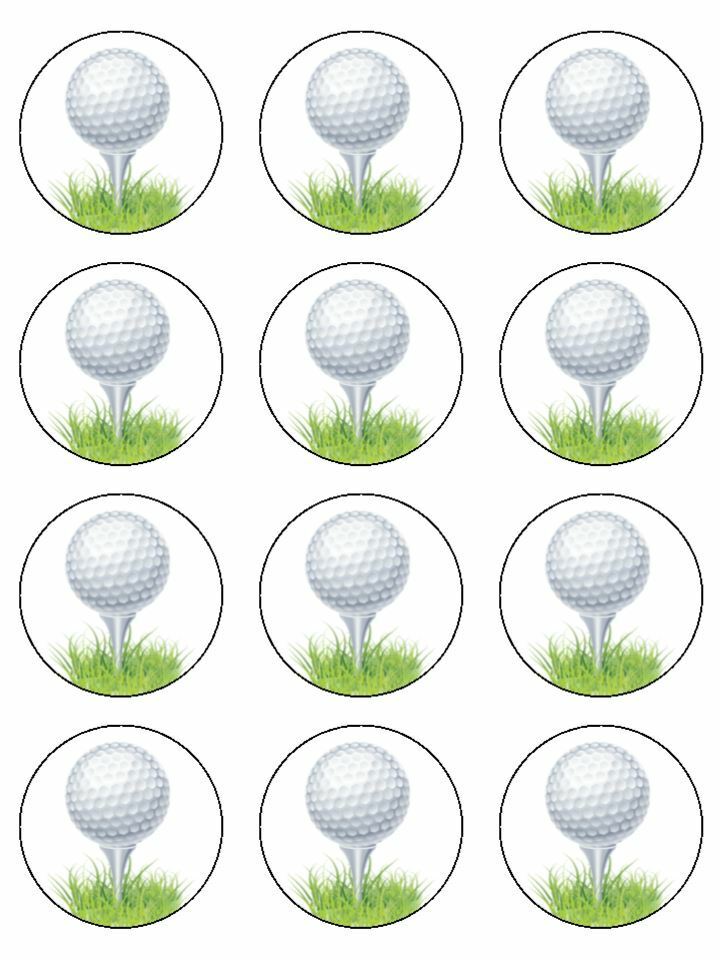 golf golfing ball hobby sport edible printed Cupcake Toppers Icing Sheet of 12 Toppers