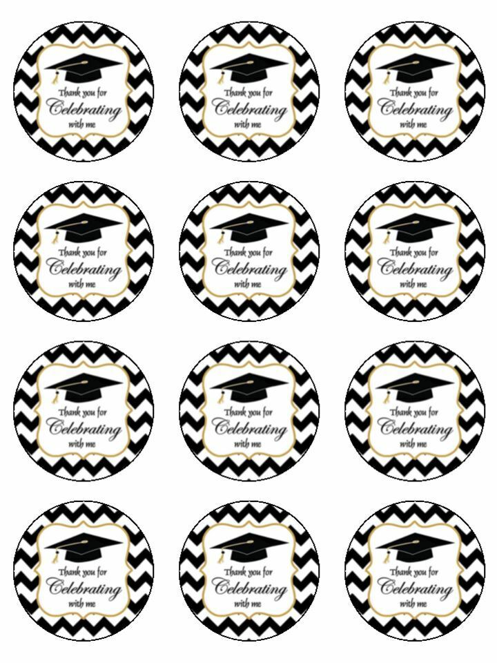 Grad Celebration celebrate edible printed Cupcake Toppers Icing Sheet of 12 Toppers