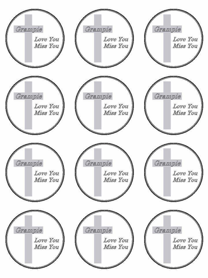 Grampie Love Miss You Memorial funeral edible printed Cupcake Toppers Icing Sheet of 12 Toppers