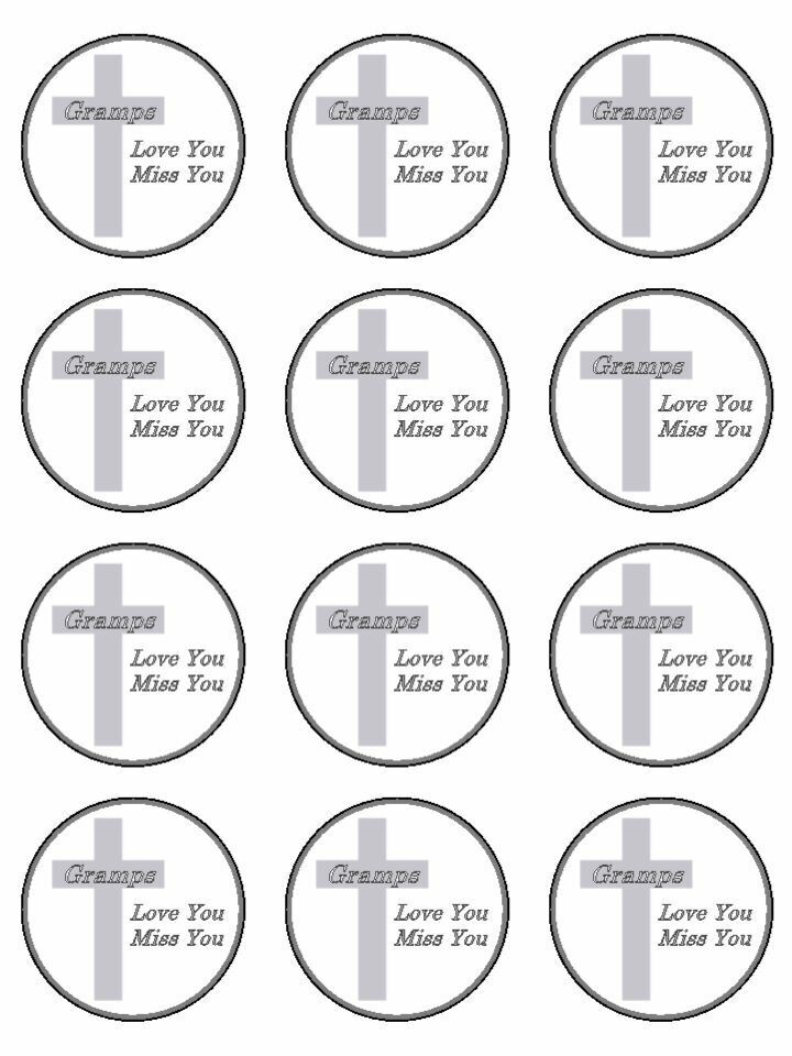 Gramps Love Miss You Memorial funeral edible printed Cupcake Toppers Icing Sheet of 12 Toppers