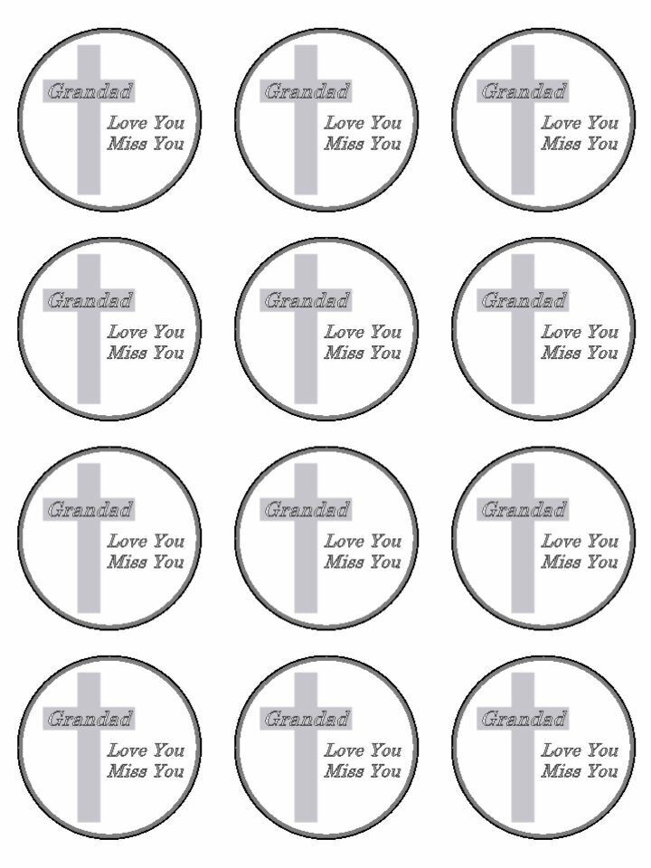 Grandad Love Miss You Memorial funeral edible printed Cupcake Toppers Icing Sheet of 12 Toppers