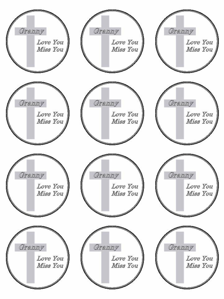 Granny Love Miss You Memorial funeral edible printed Cupcake Toppers Icing Sheet of 12 Toppers