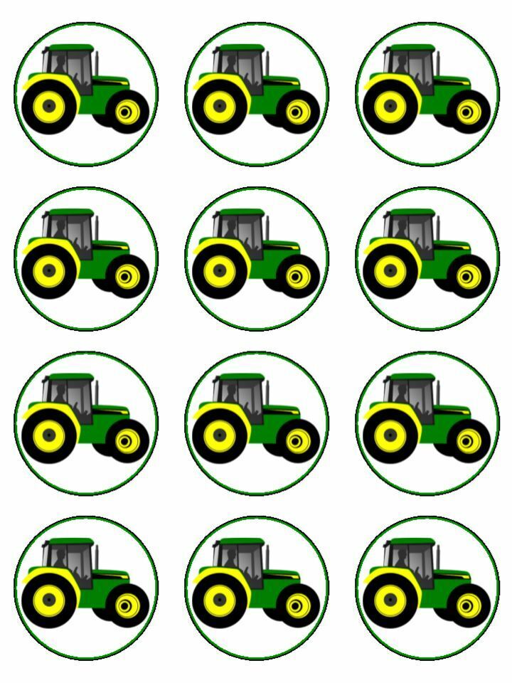 Tractor Green tractor edible printed Cupcake Toppers Icing Sheet of 12 Toppers