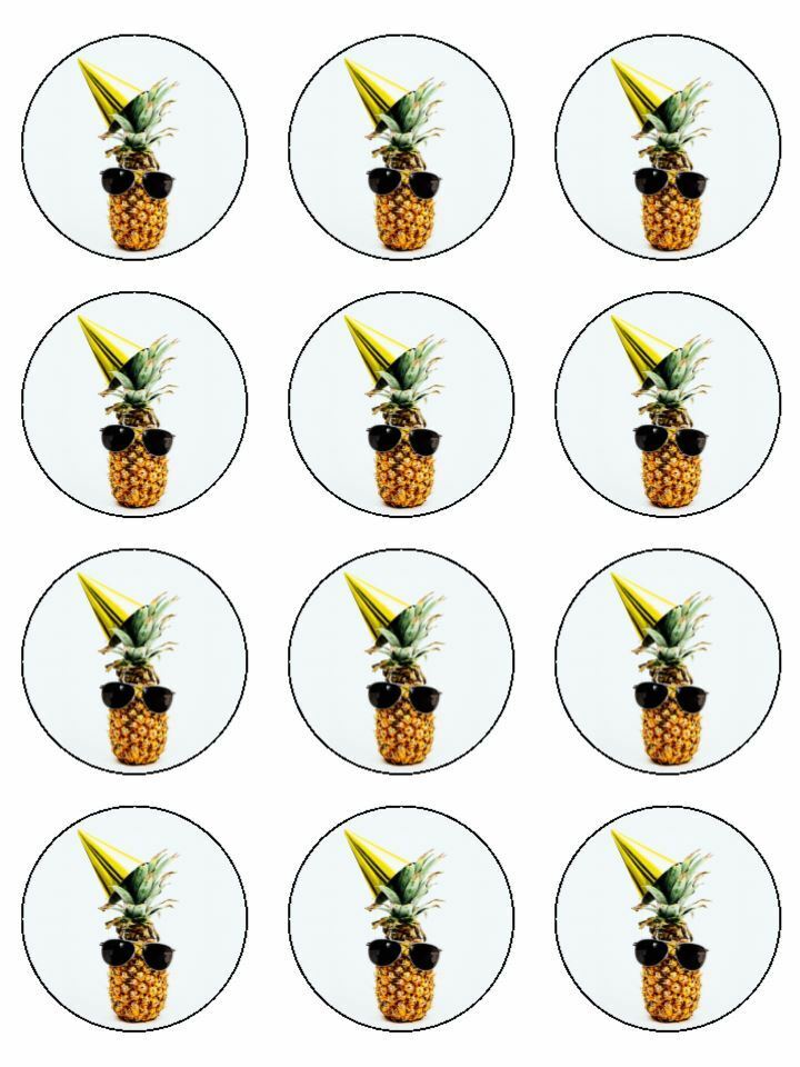 Birthday Pineapple Funny  edible printed Cupcake Toppers Icing Sheet of 12 Toppers