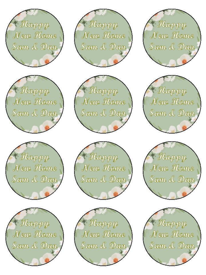 New home house warming personalised Edible Printed Cupcake Toppers Icing Sheet of 12 toppers